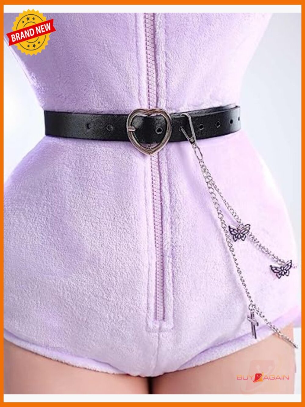 Fluffy Anime Bodysuit Romper Onesie Jumpsuit with Tail Belt Socks - Picture 4 of 6
